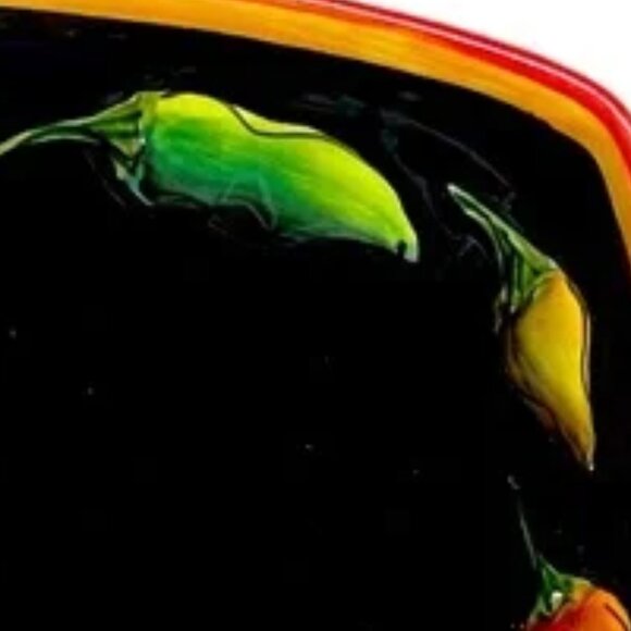 CLAY ART Jalapeño PLATE Hot Pepper Black orange yellow green fiesta 1” d x 8” sq - Picture 10 of 13